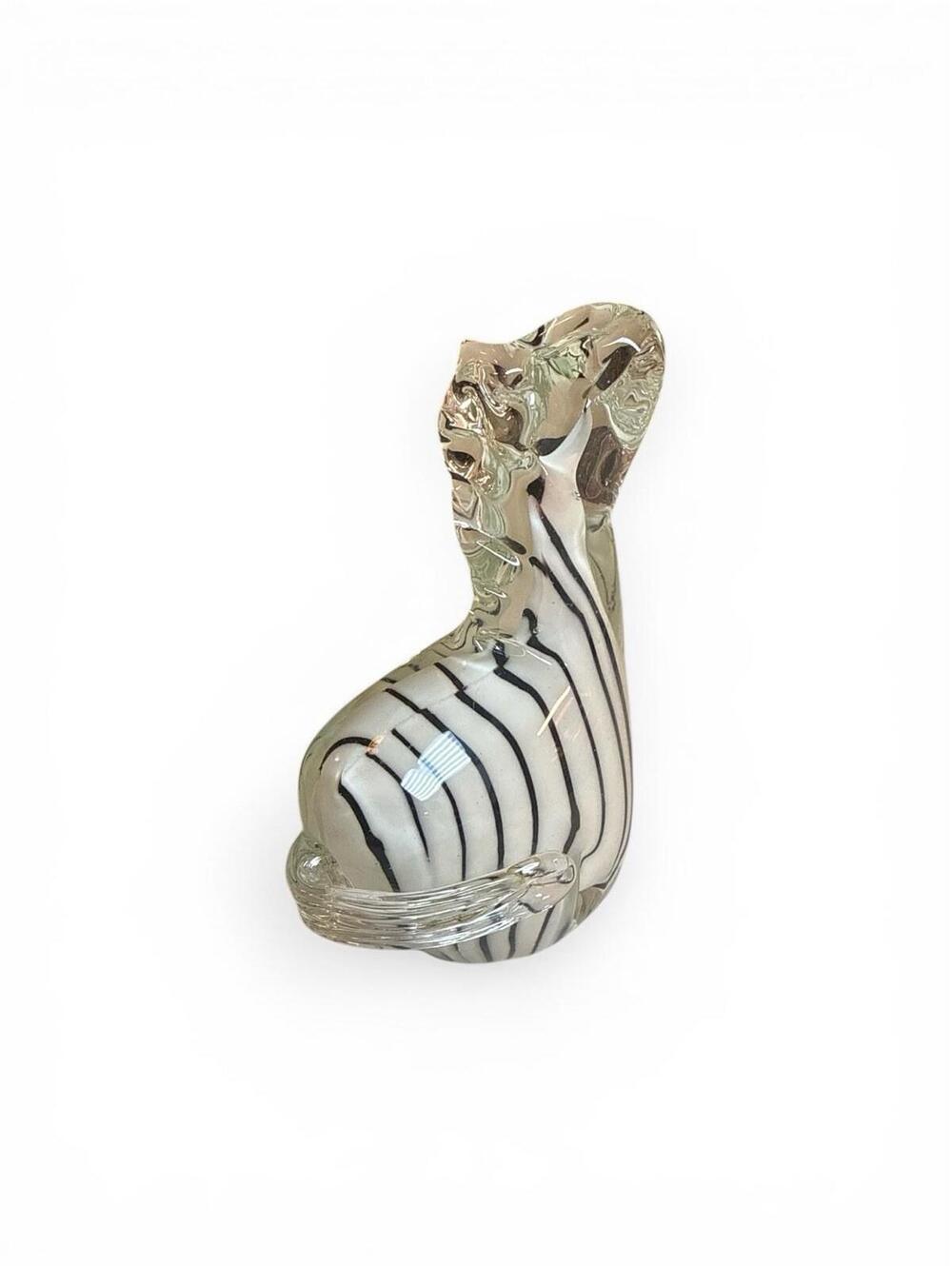 MCM Murano Style Art Glass Zebra Striped Figurine 5"H - Picture 3 of 7